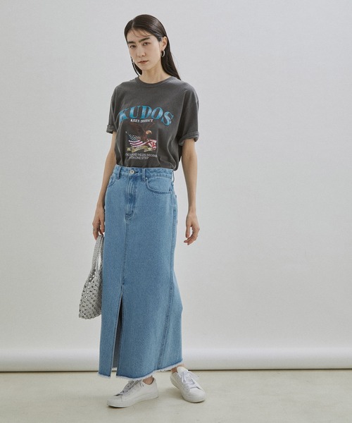 「SALON adam et rope'」 デニムロングスカート M チャコールグレー レディース