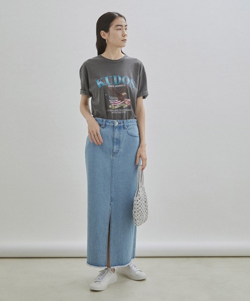 「SALON adam et rope'」 デニムロングスカート M チャコールグレー レディース