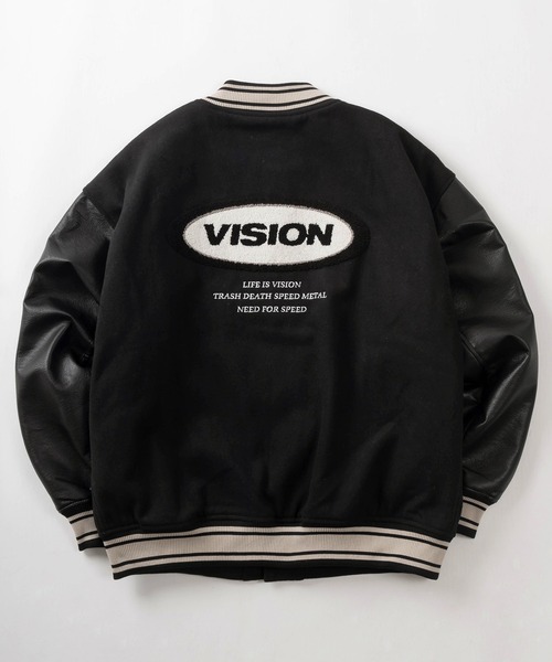 「VISION STREET WEAR」 スタジャン M ブラック メンズ_画像2