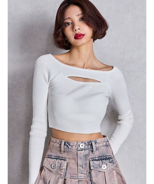 GYDA（ジェイダ） ニット セーター FRONT OPENリブニットトップス