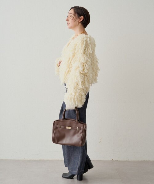 lounge dress コート　新品未使用 Loungedress コート アウター フリンジニットコート レディース