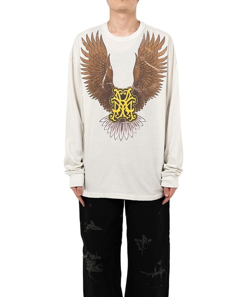 KAMIYA tシャツ KMY Eagle” Distressed L/S T-shirt メンズ : ZOZOTOWN