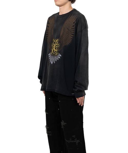 KAMIYA tシャツ KMY Eagle” Distressed L/S T-shirt メンズ : ZOZOTOWN