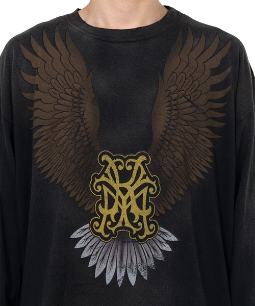 KAMIYA tシャツ KMY Eagle” Distressed L/S T-shirt メンズ : ZOZOTOWN