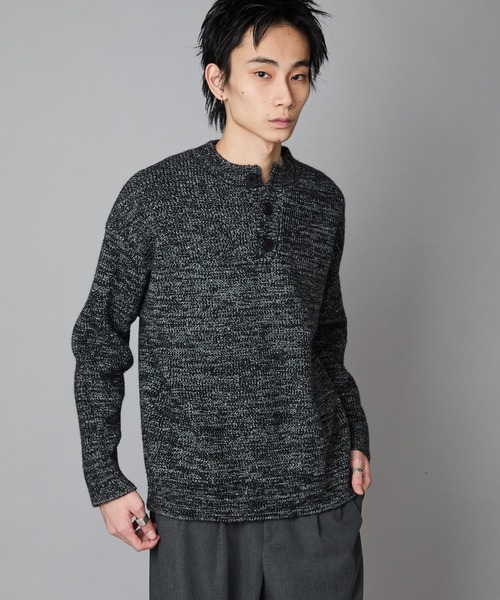 Theater code セーター ニット Rib knit Henley neck knit sweater/畦
