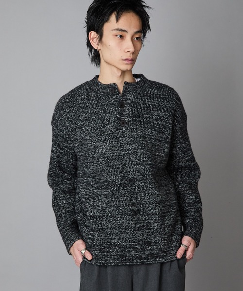 かぐれ　畦編みニット　ウエストマーク　ハイネックセーター　ゆったりスリーブ　綿 ラグログ わた染めカシミヤ・片畦ハイネックセーター | ライトアップ