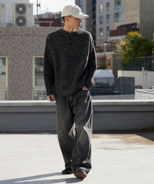 Theater code セーター ニット Rib knit Henley neck knit sweater/畦