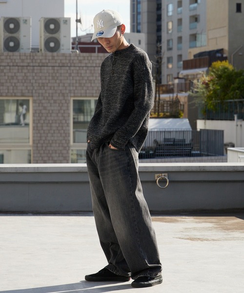 Theater code セーター ニット Rib knit Henley neck knit sweater/畦