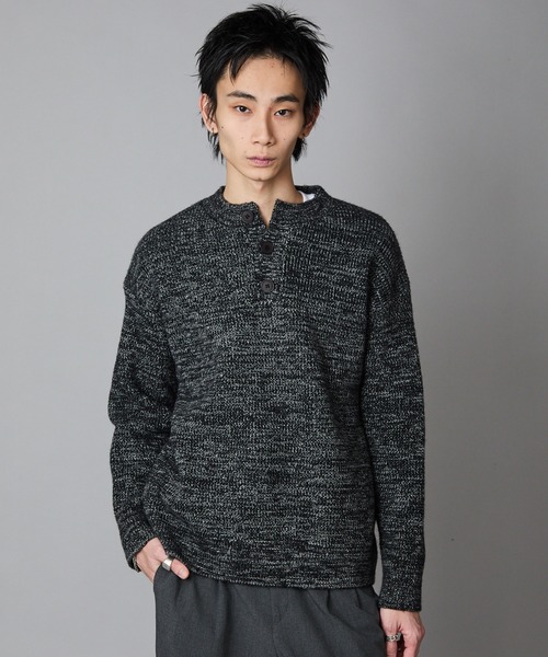 Theater code セーター ニット Rib knit Henley neck knit sweater/畦