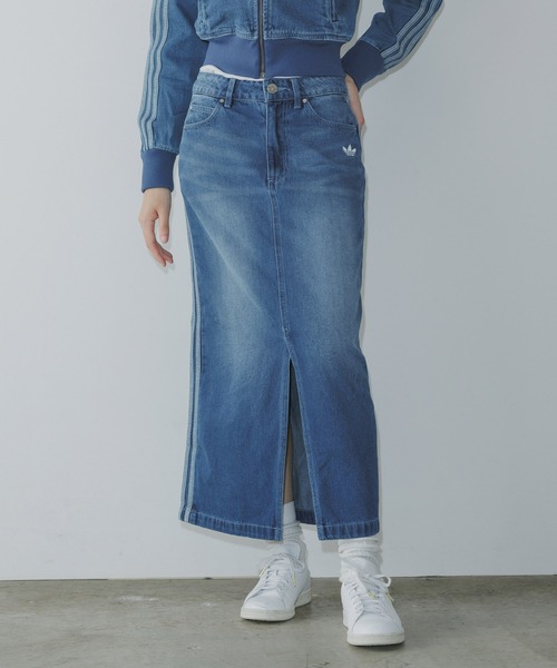 adidas デニム ロングスカート タイトスカート M L FREAK'S STORE デニムスカート adidas/アディダス DENIM LONG