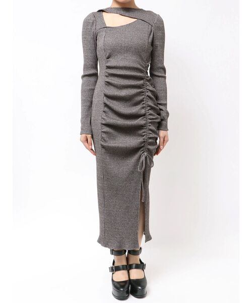 【新品タグ付き】EATME♡デコルテリブギャザーワンピース♡ロングワンピース デコルテリブギャザーワンピース（ワンピース）｜EATME（イートミー