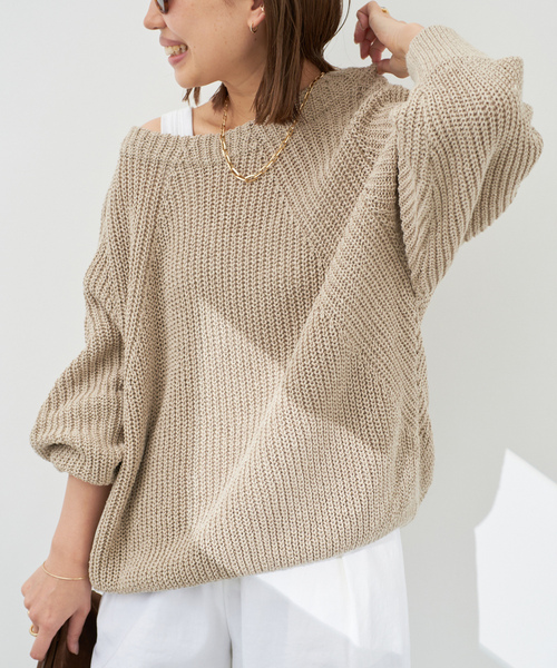 Deuxieme Classe（ドゥーズィエムクラス） 長袖ニット FREE ベージュ