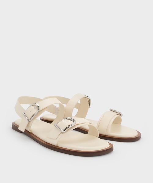 「CHARLES & KEITH」 フラットサンダル 26.5cm クリーム レディース_画像7
