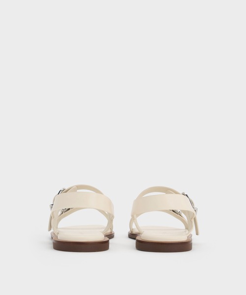 「CHARLES & KEITH」 フラットサンダル 26.5cm クリーム レディース_画像8