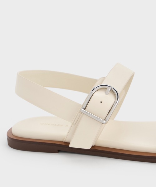 「CHARLES & KEITH」 フラットサンダル 26.5cm クリーム レディース_画像9