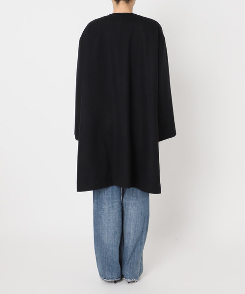 スピックアンドスパン　ノーカラーポンチョコート　ブラック　38 Spick & Span（スピックアンドスパン）の「Wスライバーノーカラー