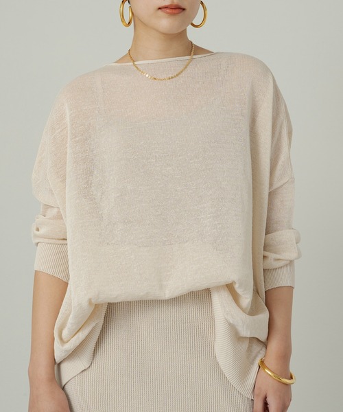 【新品】Lounge Dress ラウンジドレス ニット アイボリー Loungedress（ラウンジドレス） 長袖ニット FREE アイボリー