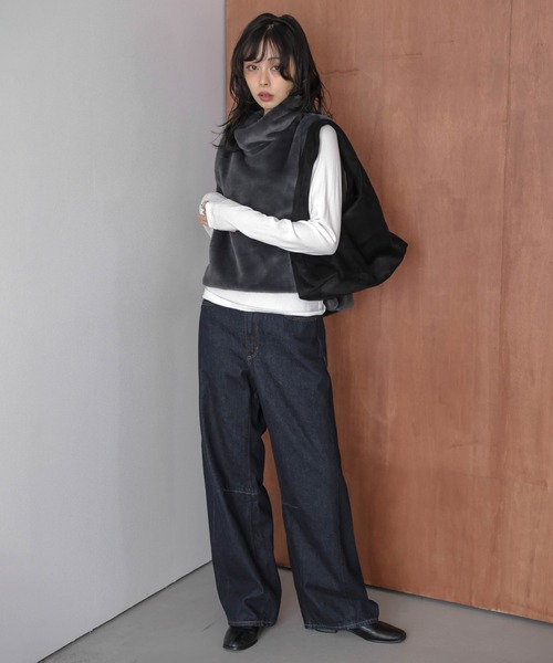 GUCCI黒のハイネックノースリーブベスト セール☆1490円→990円 ニットタンクトップ レディース ハイネック