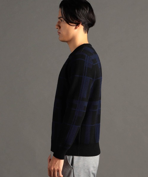 ムッシュニコル（MONSIEUR NICOLE）/グラフィックダブルジャカード クルーネックニット MONSIEUR NICOLE（ムッシュニコル） セーター ニット グラフィック