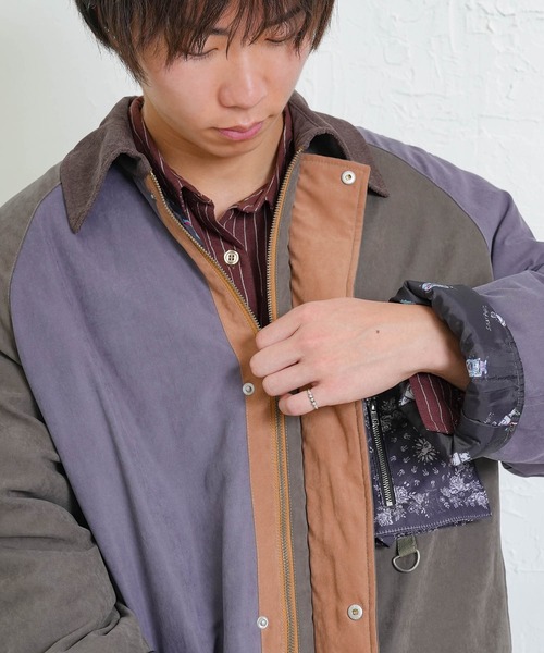 スカラーパリティ　353124：異素材使いの配色切替 中綿キルトジャケット 353124：異素材使いの配色切替 中綿キルトジャケットの通販-ScoLar