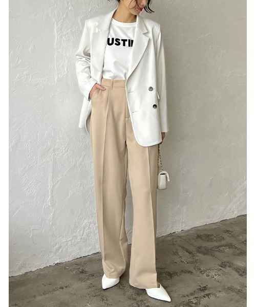 「Re:EDIT」 スラックス LARGE ベージュ レディース_画像6