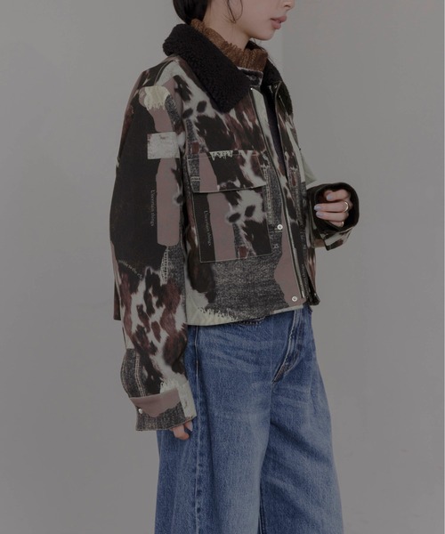 Eimee Law（エイミーロウ） コート アウター カウ柄デニムコラージュpt