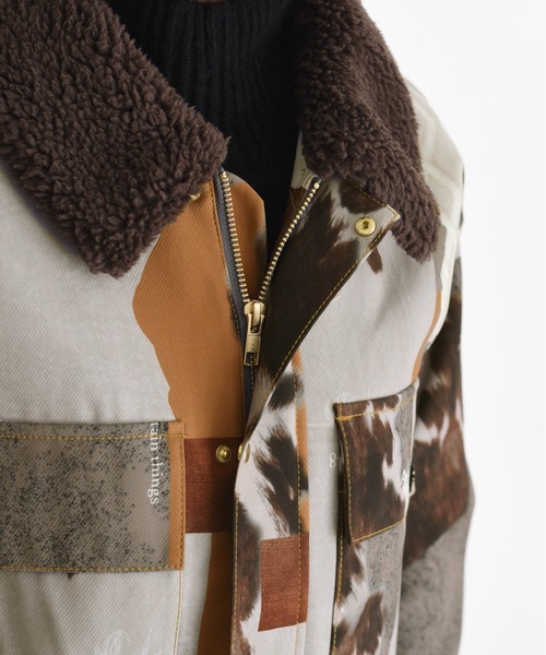 Eimee Law（エイミーロウ） コート アウター カウ柄デニムコラージュpt