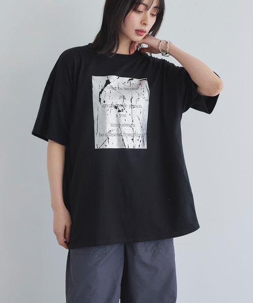 「LIAN」 半袖Tシャツ FREE ホワイト×シルバー レディース_画像2