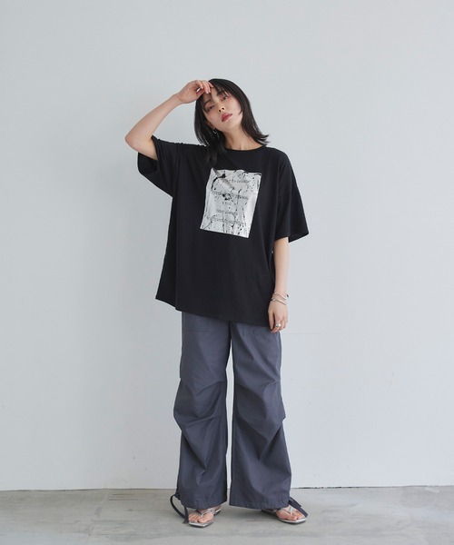 「LIAN」 半袖Tシャツ FREE ホワイト×シルバー レディース_画像3