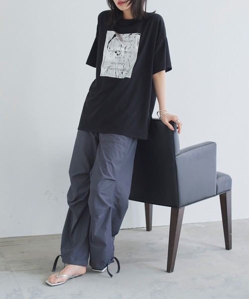「LIAN」 半袖Tシャツ FREE ホワイト×シルバー レディース_画像6