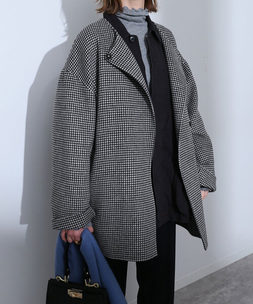 SLOBE IENA（スローブイエナ） ノーカラーコート FREE ネイビー