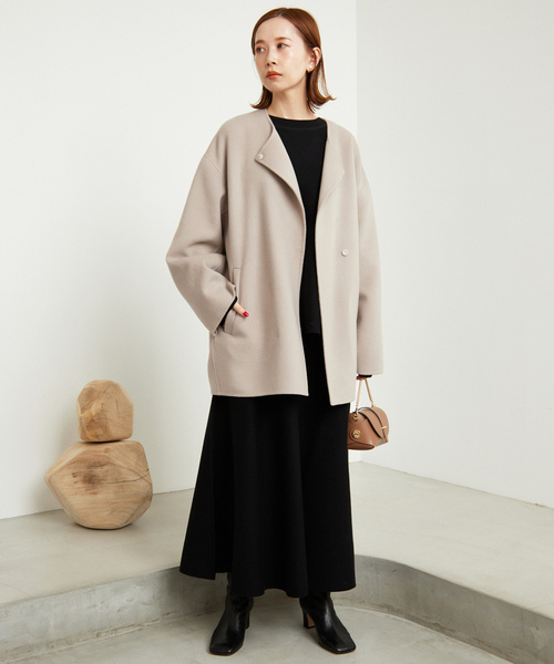 SLOBE IENA（スローブイエナ） ノーカラーコート FREE ネイビー