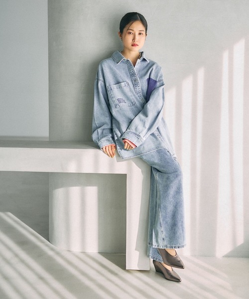ワイドパンツ ジーンズ デニム デニムパンツ イージーデニムパンツ　630150「KKfashion紹介アイテム」 レディースの画像