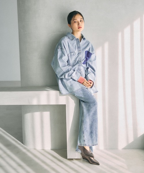 ワイドパンツ ジーンズ デニム デニムパンツ イージーデニムパンツ　630150「KKfashion紹介アイテム」 レディースの画像
