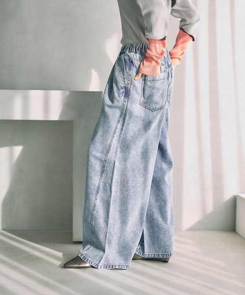 ワイドパンツ ジーンズ デニム デニムパンツ イージーデニムパンツ　630150「KKfashion紹介アイテム」 レディースの画像