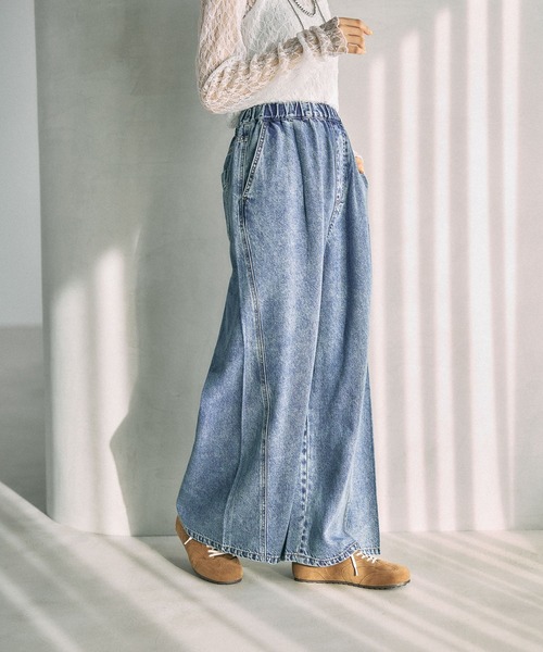 ワイドパンツ ジーンズ デニム デニムパンツ イージーデニムパンツ　630150「KKfashion紹介アイテム」 レディースの画像