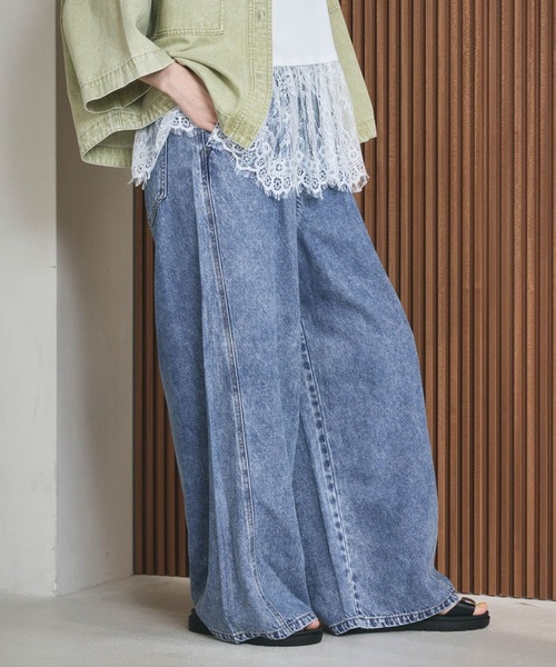 ワイドパンツ ジーンズ デニム デニムパンツ イージーデニムパンツ　630150「KKfashion紹介アイテム」 レディースの画像