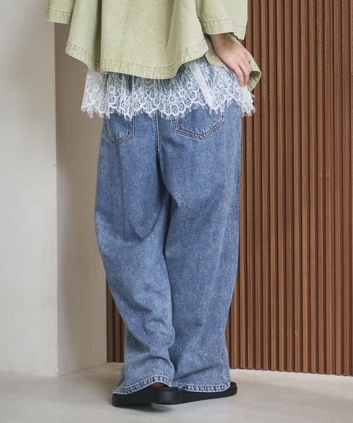 ワイドパンツ ジーンズ デニム デニムパンツ イージーデニムパンツ　630150「KKfashion紹介アイテム」 レディースの画像
