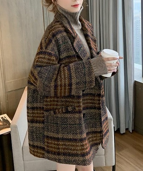 「DAY CLOSET」 チェスターコート L ブラウン レディース_画像3