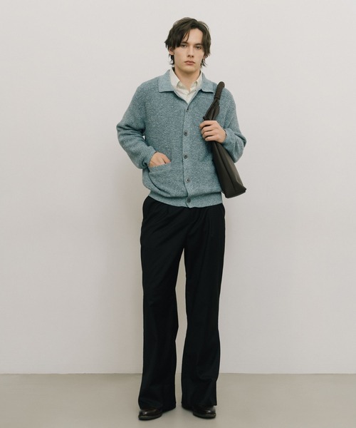 LURAKU カーディガン 「LURAKU」sheer knit polo cardigan / シアー