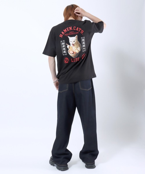 tシャツ ラーメンもぐもぐキャットTシャツ/中華風グラフィック フォト