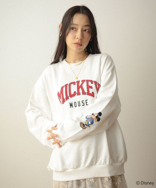 大人気完売商品　Disney ミッキー&amp;ミニ―/BIGトレーナー(ホワイト) Disney（ディズニー） トレーナー スウェット 「Disney/ディズニー