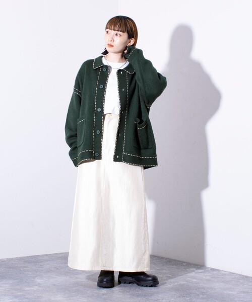 「GLOSTER」 ニットカーディガン M アイボリー メンズ_画像2