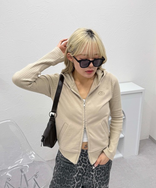 「sedacle girl」 ジップアップパーカー FREE ベージュ レディース_画像2