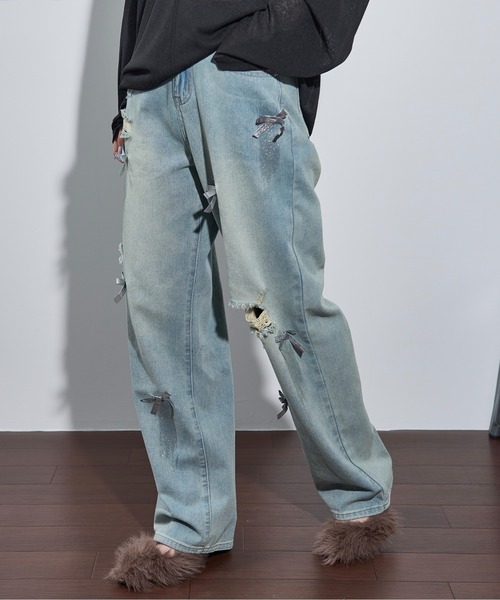 「THE YOn」 デニムパンツ S ライトブルー レディース_画像3