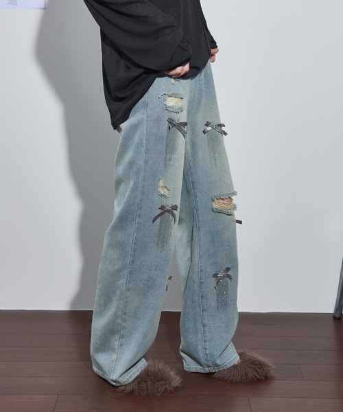 「THE YOn」 デニムパンツ S ライトブルー レディース_画像4