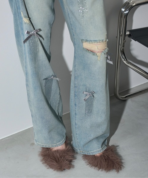 「THE YOn」 デニムパンツ S ライトブルー レディース_画像6