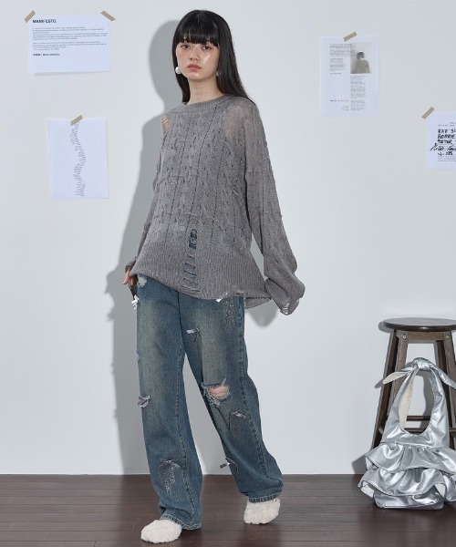 「THE YOn」 デニムパンツ S ライトブルー レディース_画像9