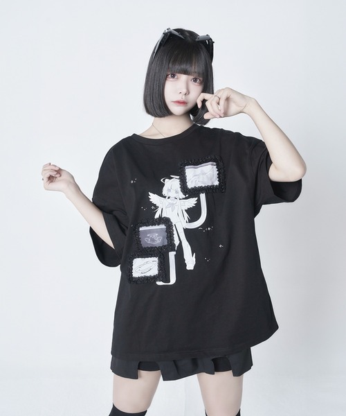Re：CRYPT（リクリプト） tシャツ 半袖 レースウィンドウプリントT