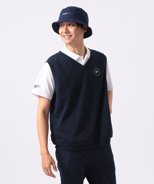 【新品】BEAMS GOLF ジャージ ジップベスト（NAVY） BEAMS GOLF（ビームス ゴルフ） ベスト ジレ 「MEN」ORANGE LABEL